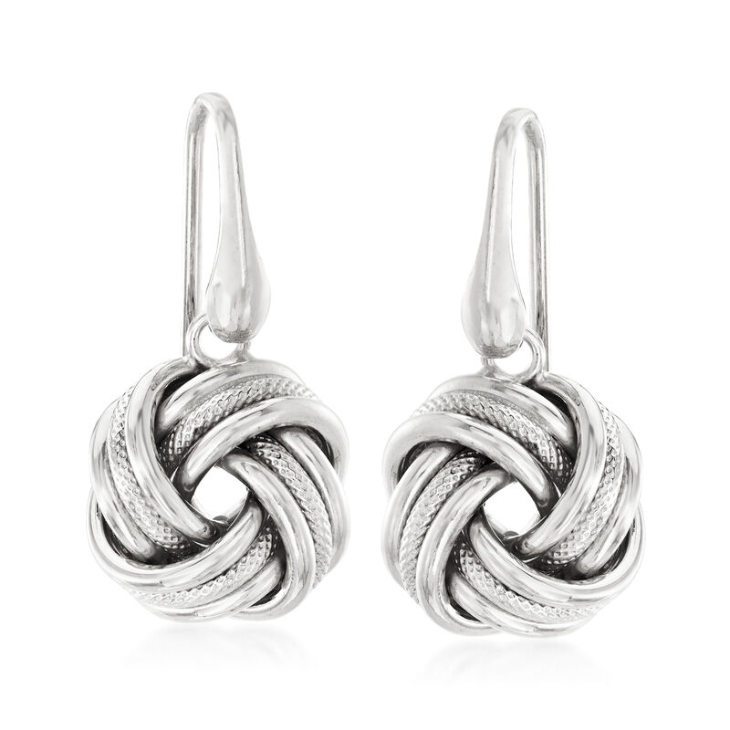 Italian Sterling Silver Love Knot Drop Earrings image number 0
