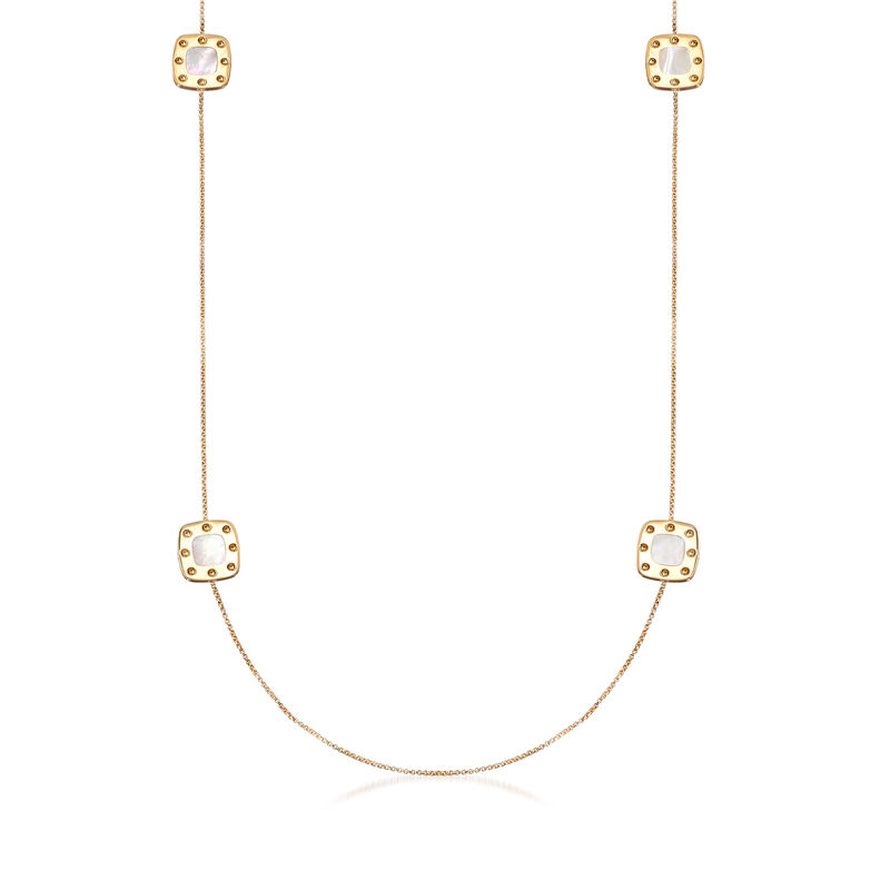 Roberto Coin &quot;Pois Moi&quot; Mother-Of-Pearl Square Station Necklace in 18kt Yellow Gold. 39.5&quot; image number 1