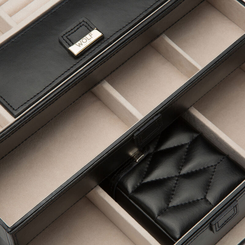 WOLF &quot;Caroline&quot; Black Leather Medium Jewelry Box image number 3