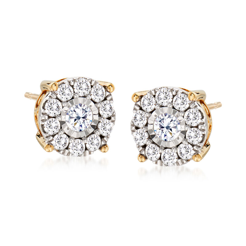 1.00 ct. t.w. Diamond Cluster Stud Earrings in 14kt Yellow Gold image number 0