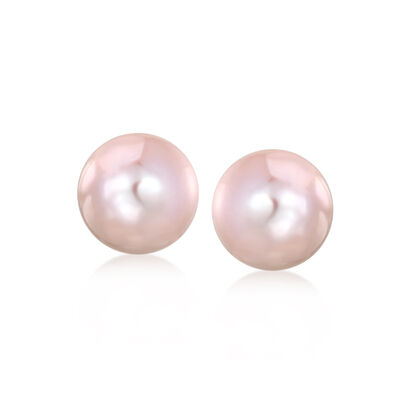 C. 1990 Vintage 11.5mm Pink Cultured Pearl Stud Earrings in 14kt Yellow Gold