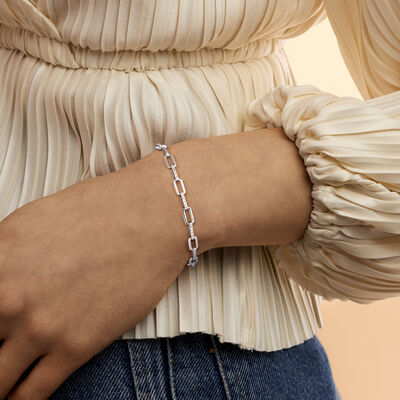 .15 ct. t.w. Diamond Paper Clip Link Bracelet in Sterling Silver