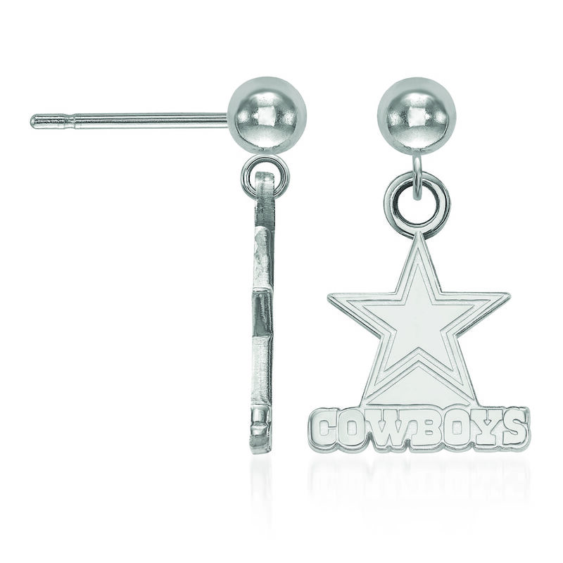 14kt White Gold NFL Dallas Cowboys Dangle Ball Stud Earrings image number 1