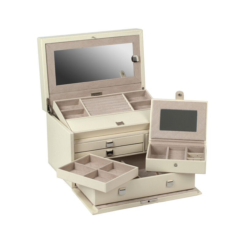 Wolf &quot;London&quot; Cream Leather Medium Jewelry Box image number 2
