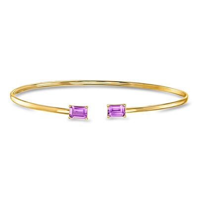 Italian 1.10 ct. t.w. Amethyst Cuff Bracelet in 14kt Yellow Gold