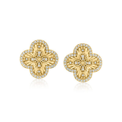 .50 ct. t.w. Diamond Clover Earrings in 18kt Gold Over Sterling 