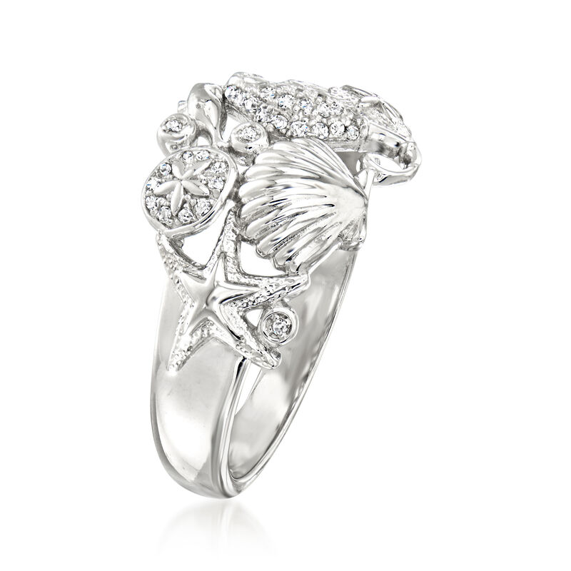 .10 ct. t.w. Diamond Sea Life Ring in Sterling Silver image number 2