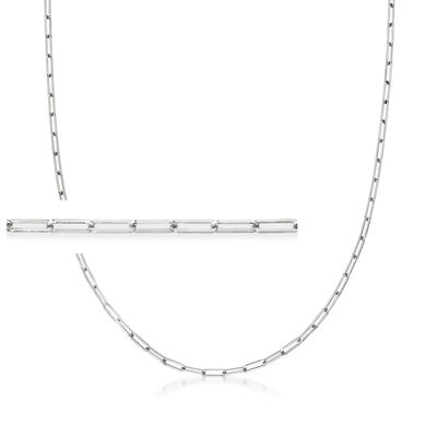 2.1 mm 14kt White Gold Paper Clip Link Necklace