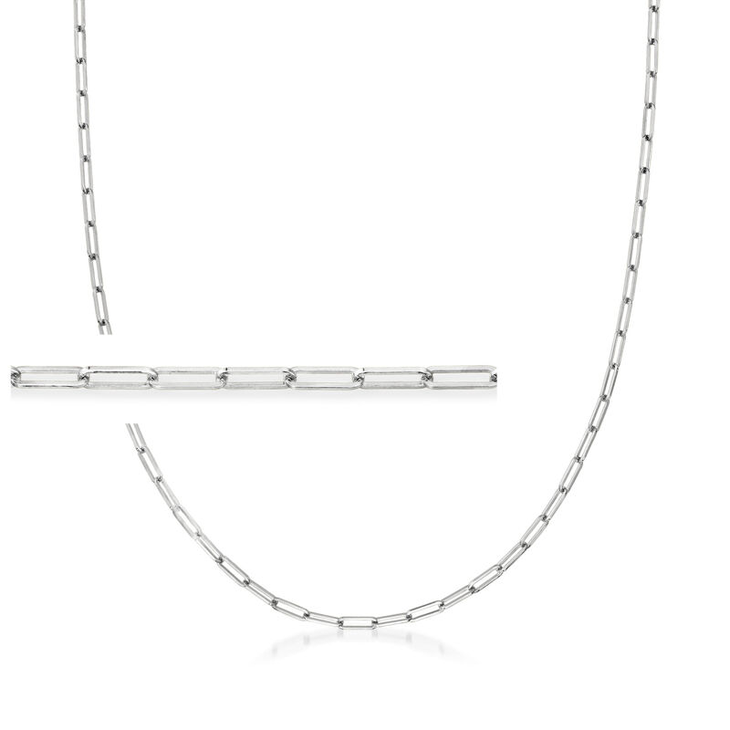 2.1 mm 14kt White Gold Paper Clip Link Necklace image number 0