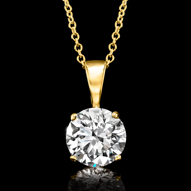 1.50 Carat Lab-Grown Diamond Solitaire Necklace in 14kt Yellow Gold image number 2