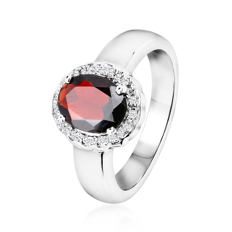 1.70 Carat Garnet Ring with White Topaz Accents in Sterling Silver image number 1