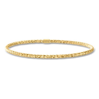 Italian 14kt Yellow Gold Hammered Bangle Bracelet