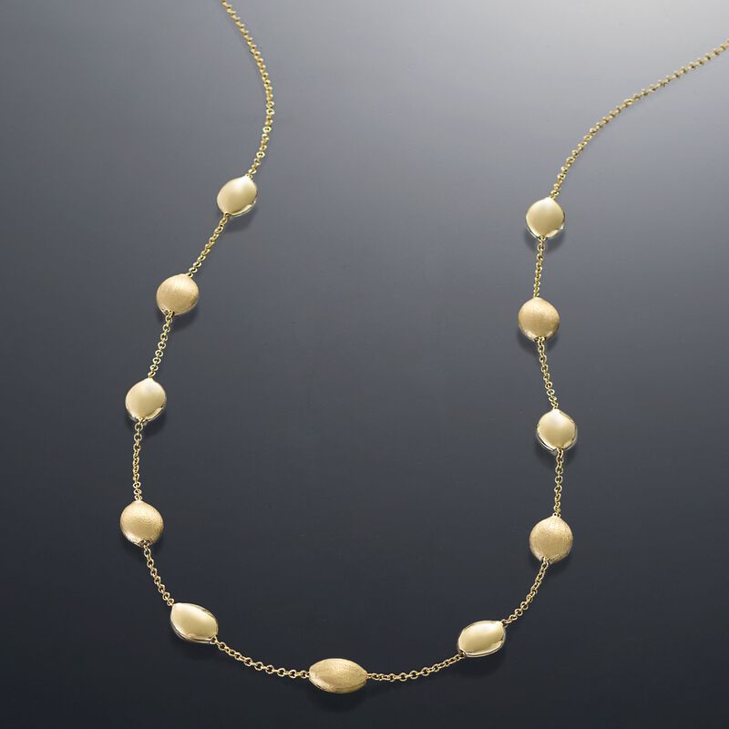 14kt Yellow Gold Pebble Station Necklace image number 2