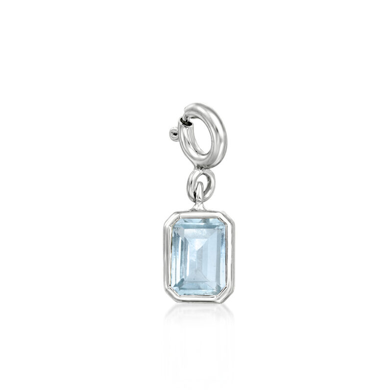 Emerald-Cut Birthstone Charm in Sterling Silver image number 1