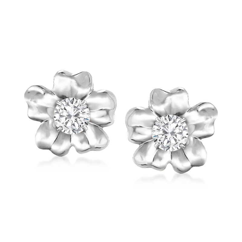 14kt White Gold Flower Petal Earring Jackets  image number 3