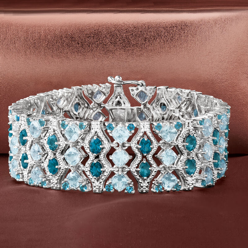 26.75 ct. t.w. London and Sky Blue Topaz Bracelet in Sterling Silver image number 2