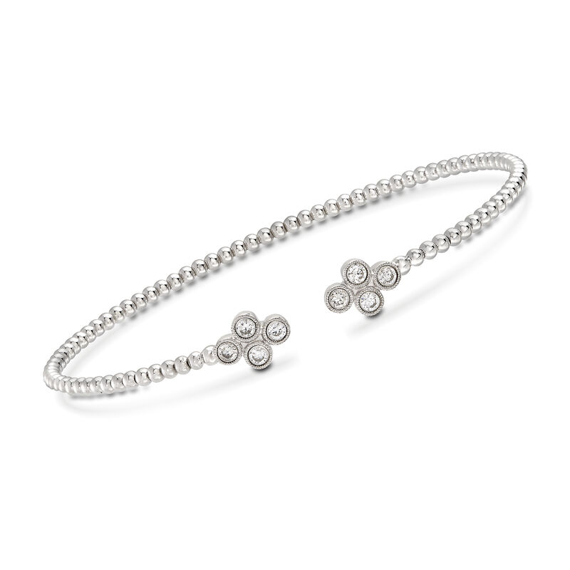 Gabriel Designs .40 ct. t.w. Diamond Clover Cuff Bracelet in 14kt White Gold. 7&quot; image number 0