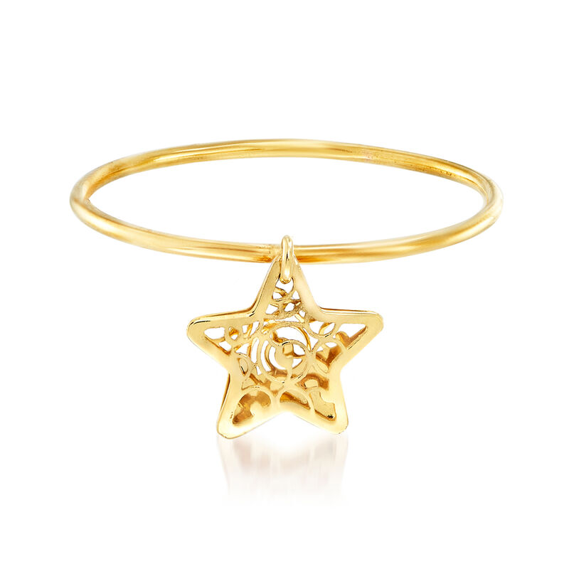 Italian 18kt Yellow Gold Filigree Star Charm Ring image number 0