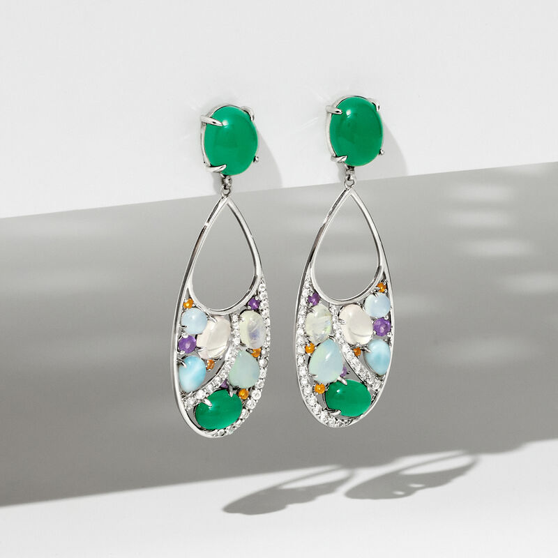 2.90 ct. t.w. Multi-Gemstone Removable Drop Earrings in Sterling Silver  image number 5