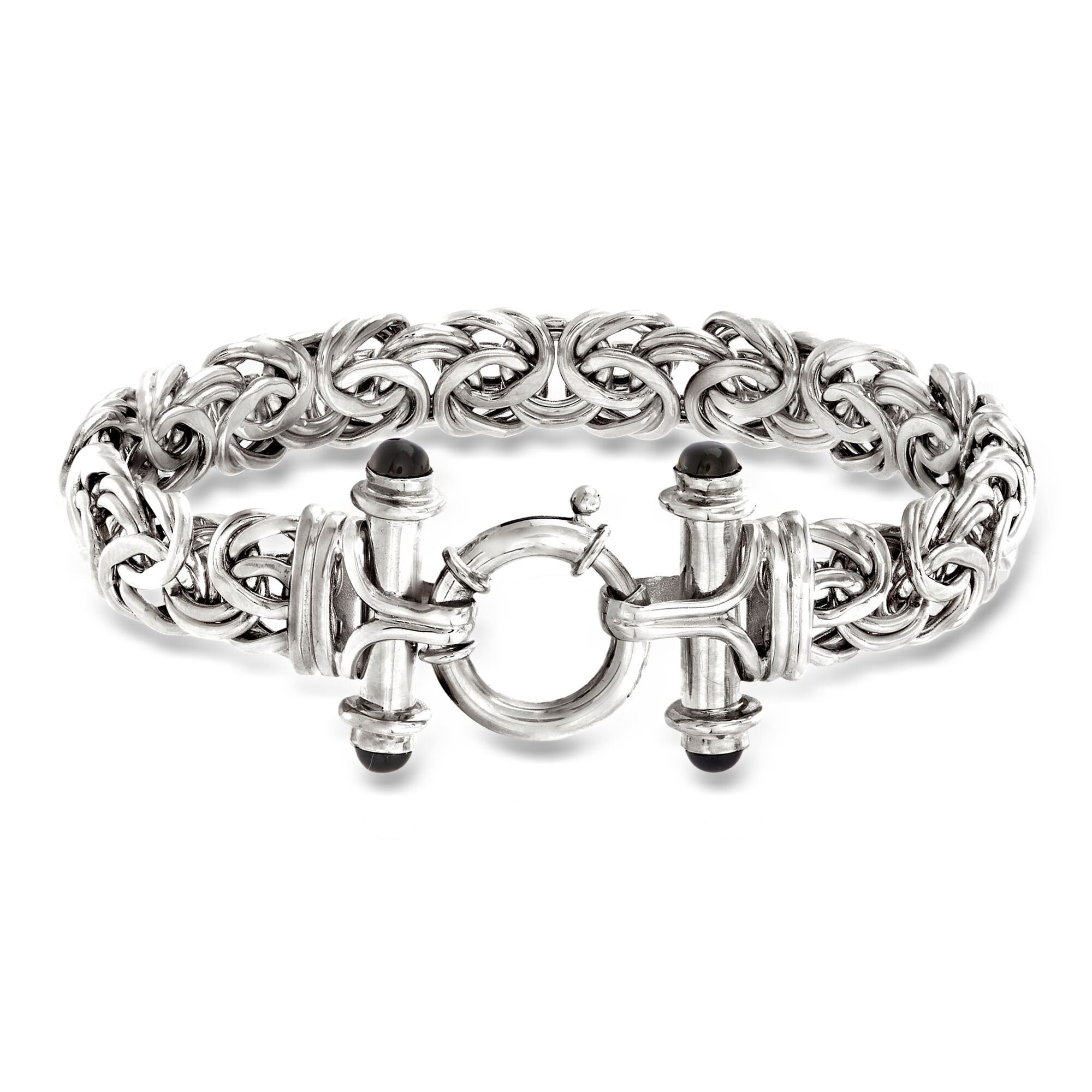 Sterling Silver Byzantine Bracelet with Black Onyx | Ross Simons