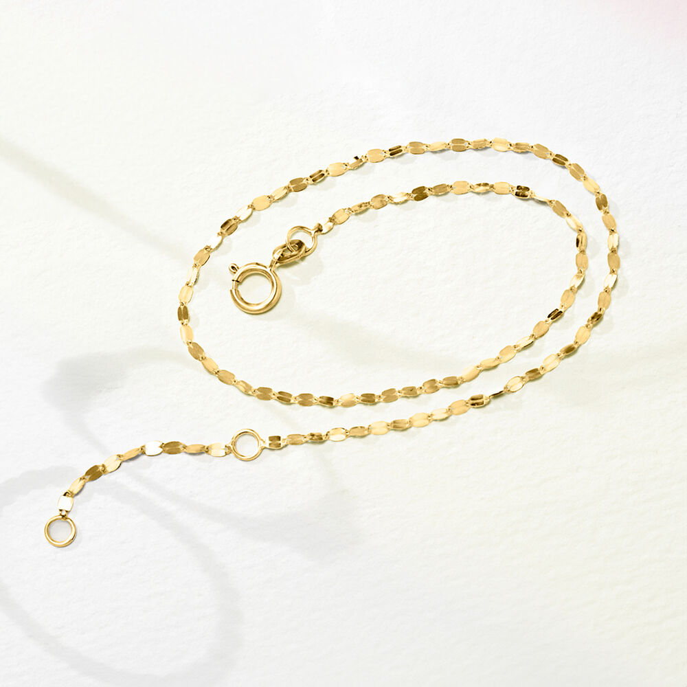 Italian 1.6mm 14kt Yellow Gold Lumachina-Chain Anklet. 9"