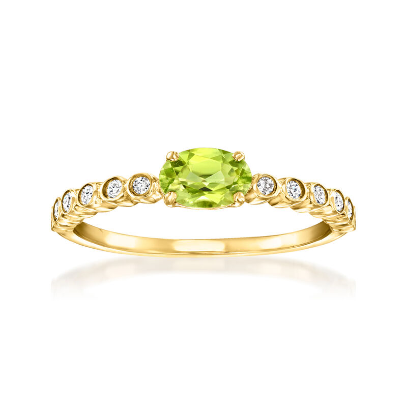 .50 Carat Peridot Ring with .10 ct. t.w. Diamonds in 14kt Yellow Gold image number 0