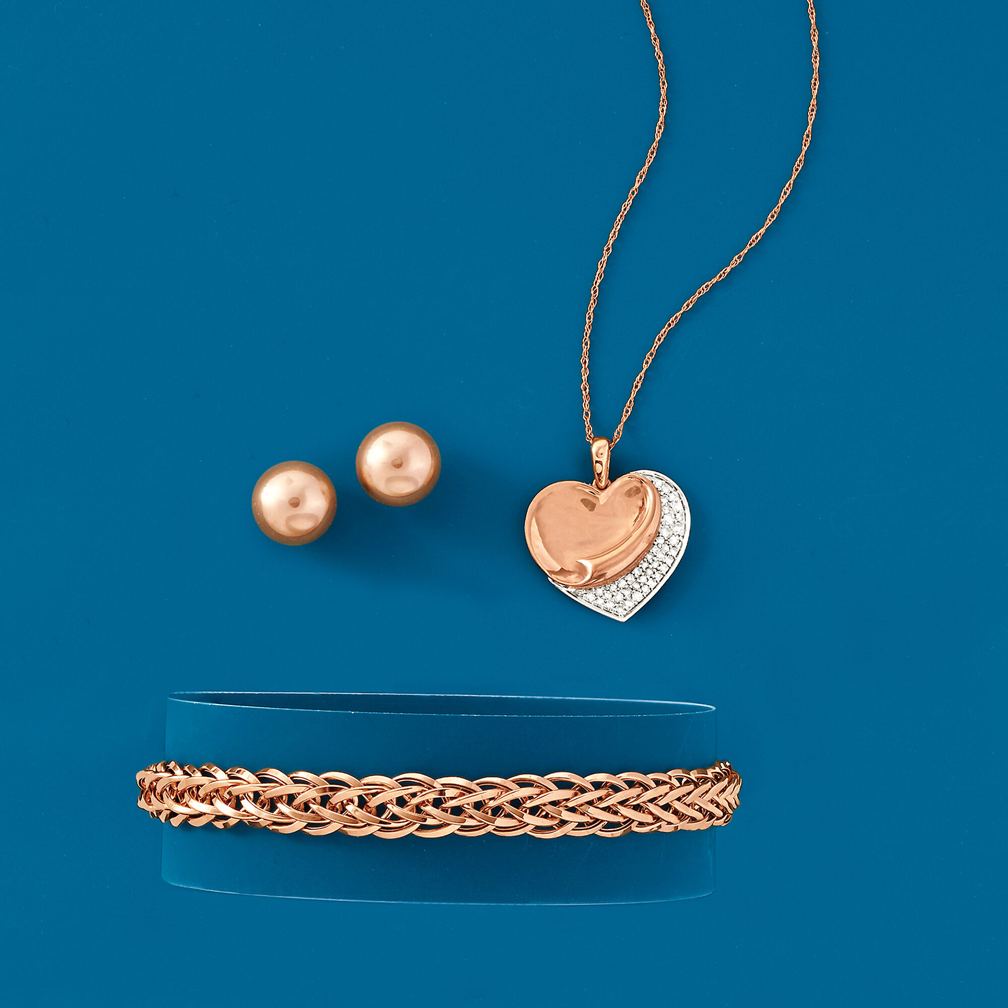 18kt Rose Gold Wheat-Link Bracelet | Ross Simons