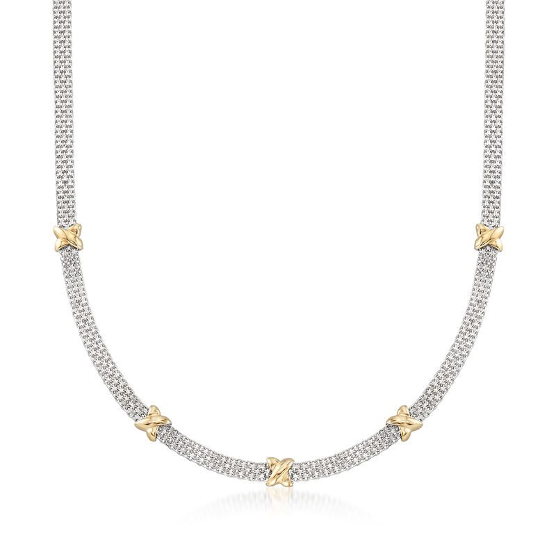 Sterling Silver and 14kt Yellow Gold Bismark-Link Necklace image number 0