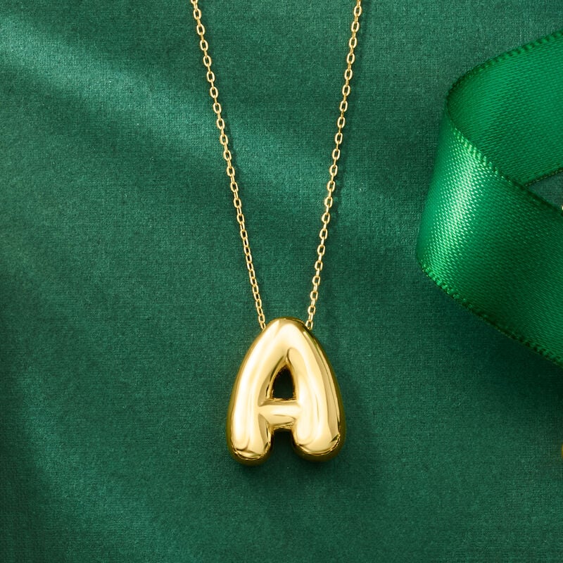 18kt Gold Over Sterling Bubble Initial Necklace image number 3
