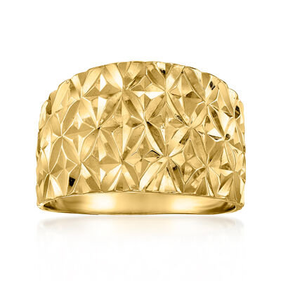 C. 1980 Vintage 14kt Yellow Gold Diamond-Cut Dome Ring