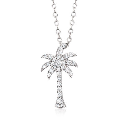.20 ct. t.w. Diamond Palm Tree Pendant Necklace in Sterling Silver