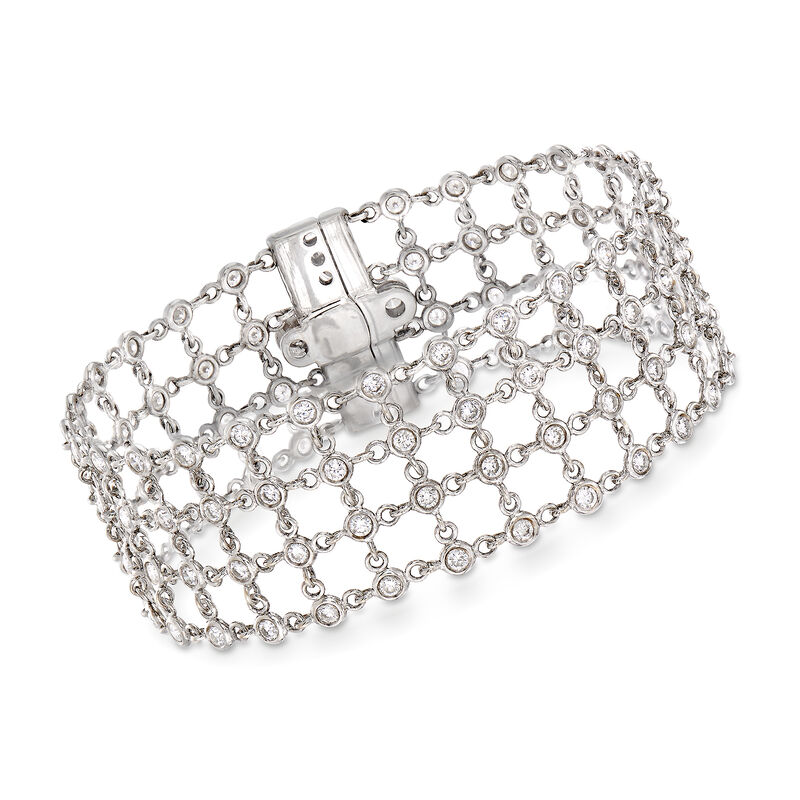 C. 1990 Vintage 3.90 ct. t.w. Diamond Mesh-Style Bracelet in 18kt White Gold. 7&quot; image number 0