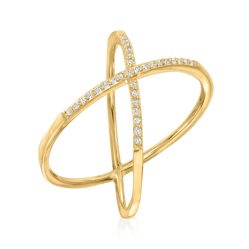 .10 ct. t.w. Diamond X Ring in 18kt Yellow Gold Over Sterling image number 2