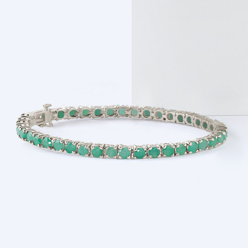 6.60 ct. t.w. Emerald Tennis Bracelet in Sterling Silver image number 2