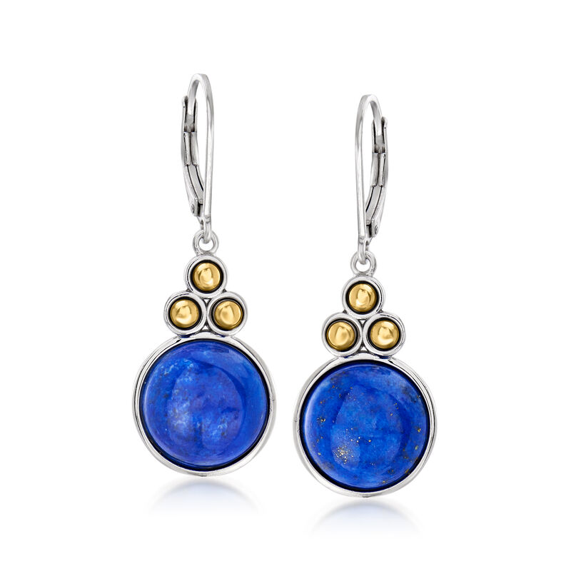 Lapis Drop Earrings in Sterling Silver with 14kt Yellow Gold image number 0