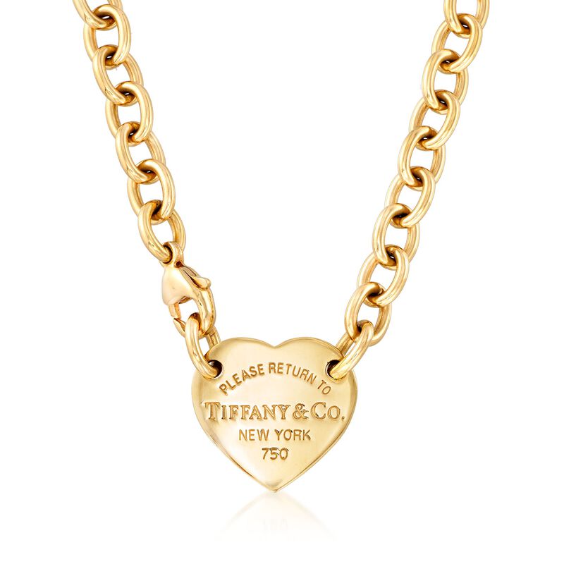 C. 1990 Vintage Tiffany Jewelry &quot;Return to Tiffany&quot; 18kt Yellow Gold Heart Tag Necklace image number 0