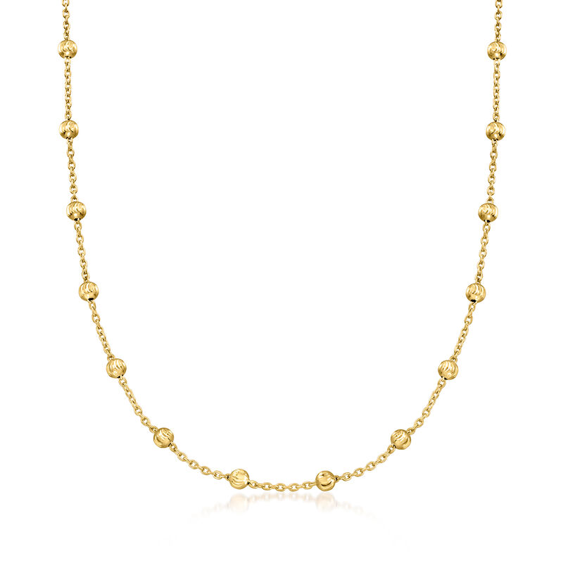 Italian 18kt Gold Over Sterling Moon-Cut Bead Station Necklace image number 0