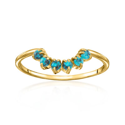 C. 1990 Vintage Blue Howlite Curved Ring in 14kt Yellow Gold