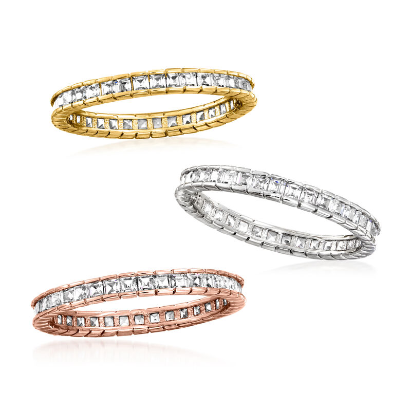 1.60 ct. t.w. CZ Jewelry Set: Three Rings in Rose and Yellow 18kt Gold Over Sterling and Sterling Silver image number 3
