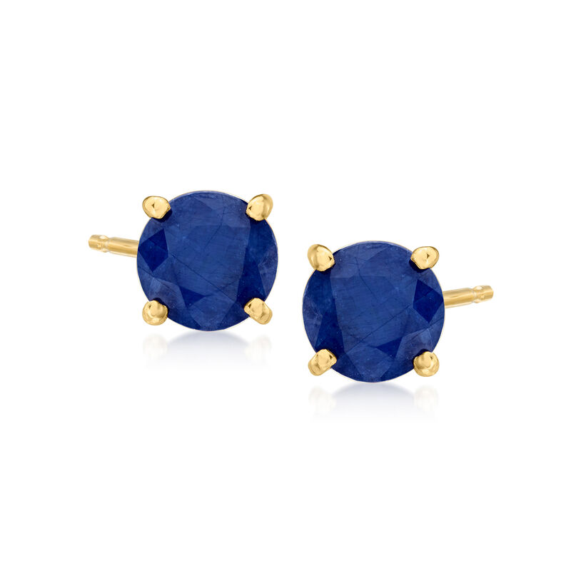 1.30 ct. t.w. Round Sapphire Stud Earrings in 14kt Yellow Gold image number 0