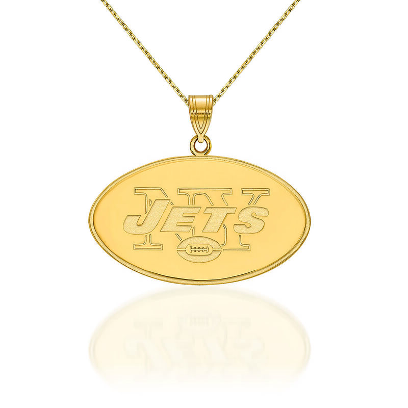 14kt Yellow Gold NFL New York Jets Pendant Necklace. 18&quot; image number 0