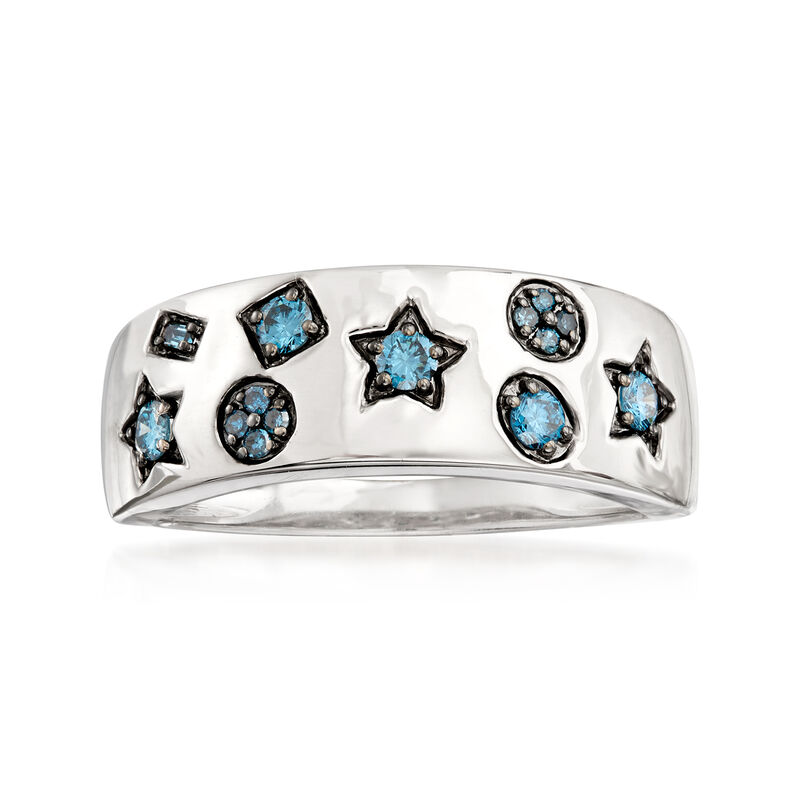 .25 ct. t.w. Blue Diamond Multi-Shape Ring in 14kt White Gold image number 0