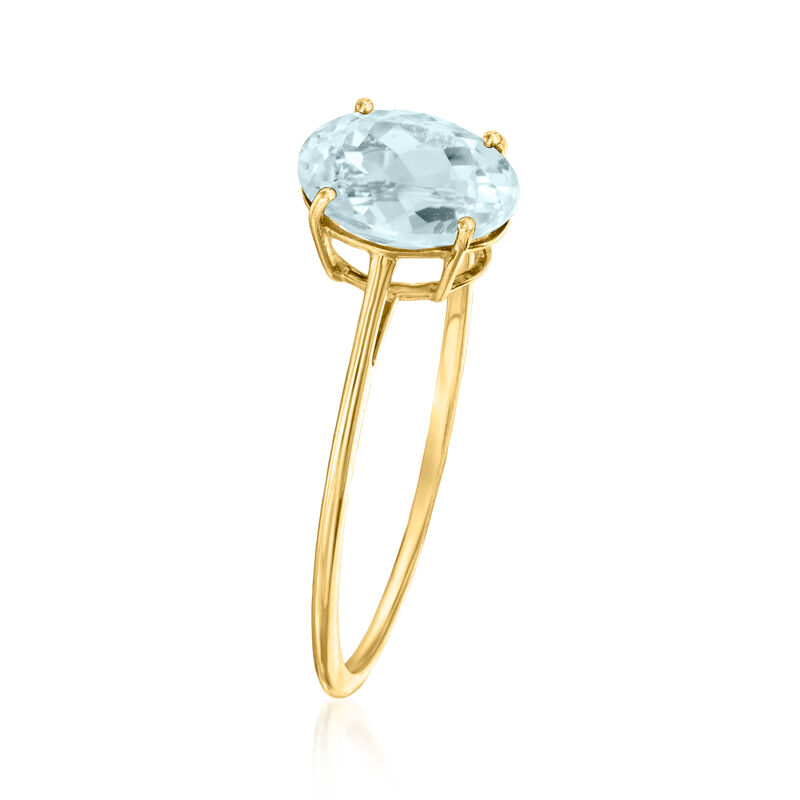 1.00 Carat Oval Aquamarine Ring in 14kt Yellow Gold image number 2