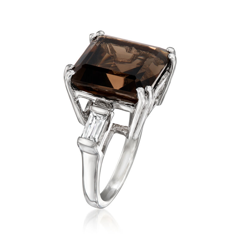 7.50 Carat Smoky Quartz and .50 ct. t.w. White Topaz Ring in Sterling Silver image number 2