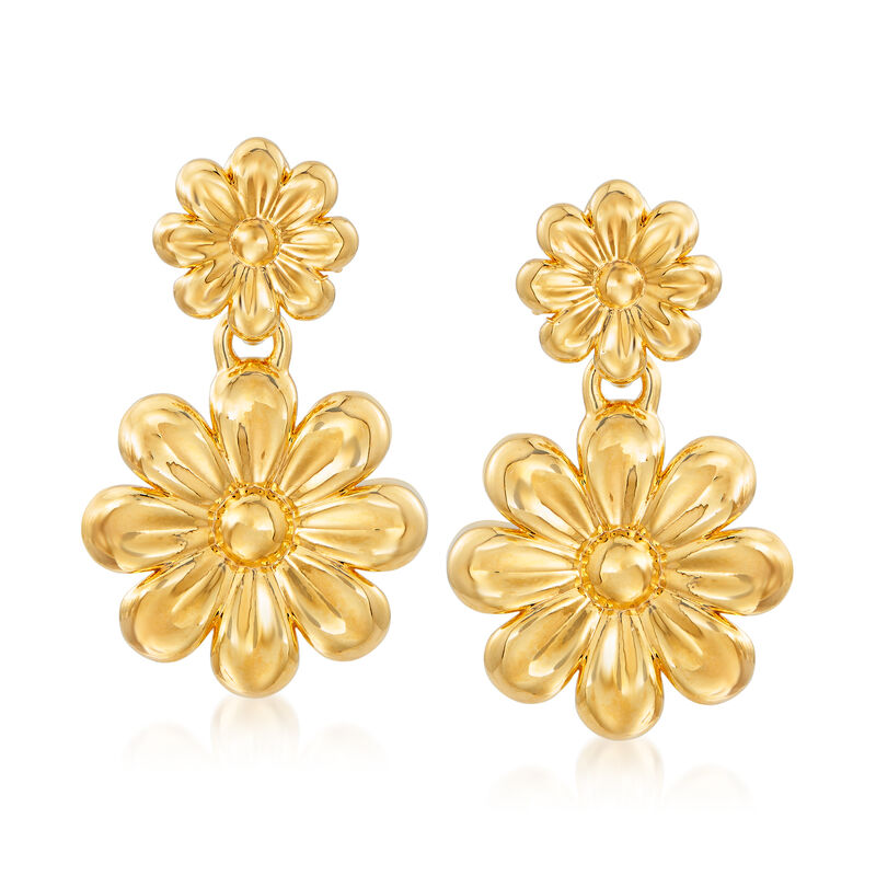 Andiamo Italian Double-Flower Drop Earrings in 14kt Yellow Gold  image number 0