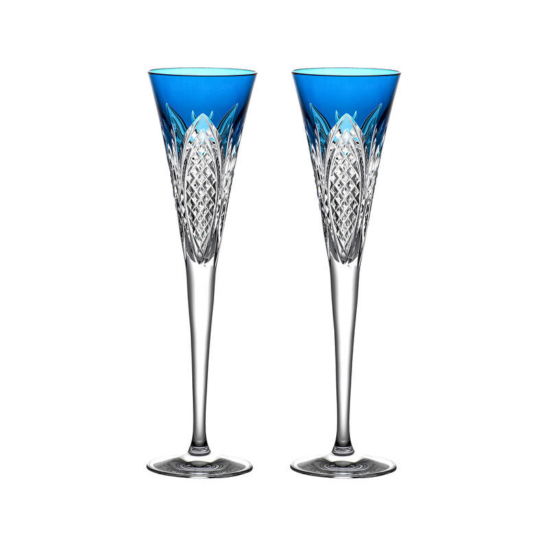 Waterford Crystal 2022 Times Square Set of 2 Cobalt-Hued Toasting Flutes image number 0