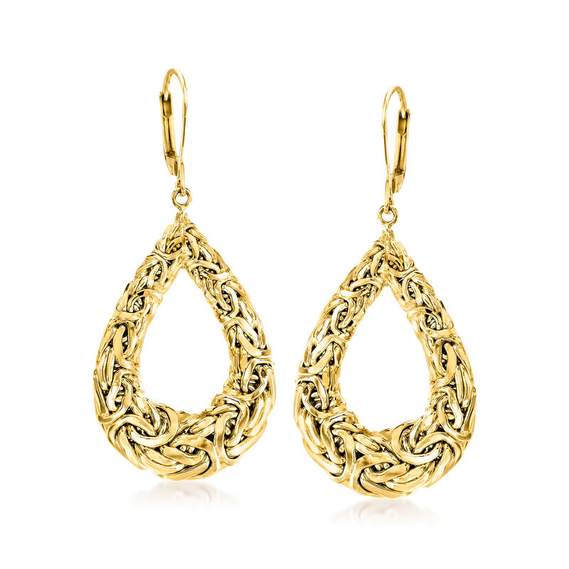 14kt Yellow Gold Byzantine Teardrop Earrings image number 0