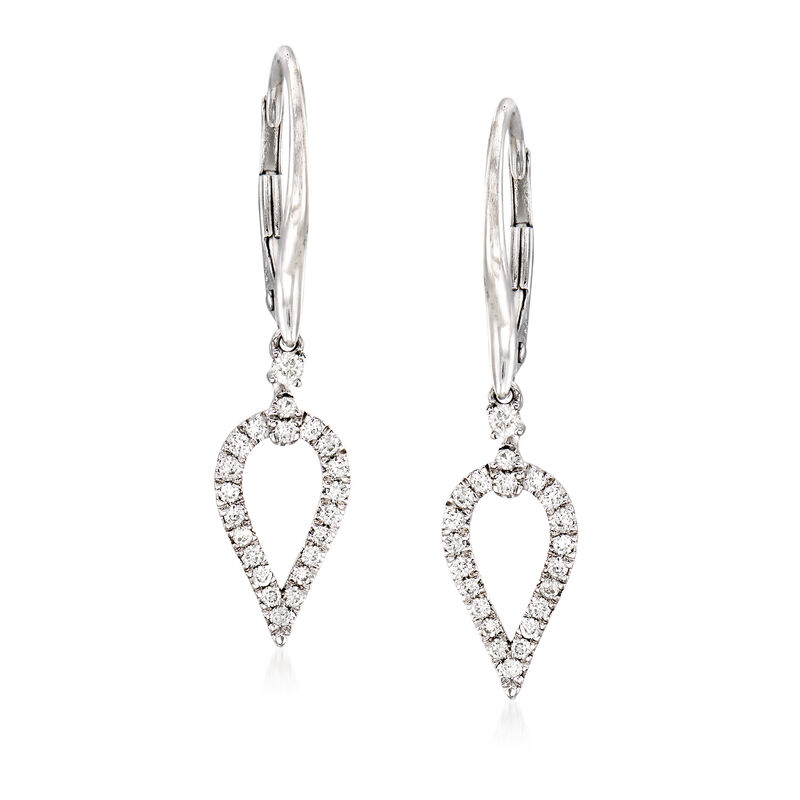 Gabriel Designs .27 ct. t.w. Diamond Open Teardrop Earrings in 14kt White Gold image number 0