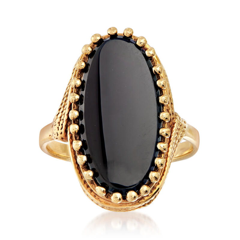 C. 1970 Vintage Black Onyx Ring in 10kt Yellow Gold image number 0