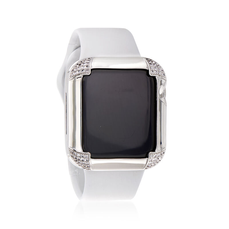 .66 ct. t.w. CZ Apple-Inspired Bezel Watch Case in Silver-Plated Brass image number 0